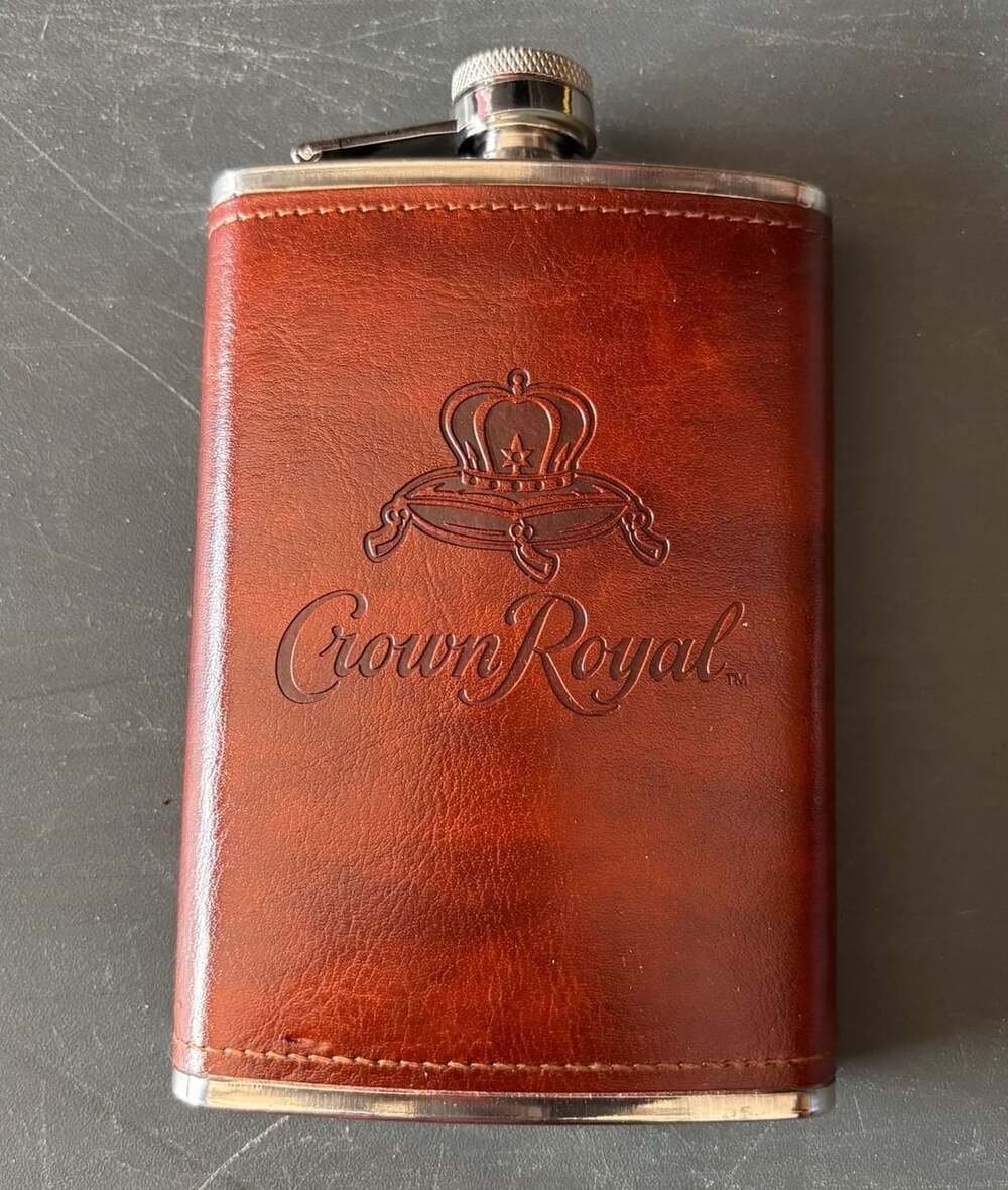 Crown Royal Brown Leather Wrapped Flask
